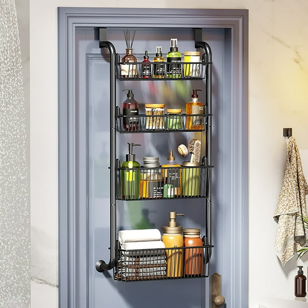 4Tier Over the Door Pantry Organizer,HeavyDuty Metal Pantry Door Organizer, Door Spice Rack