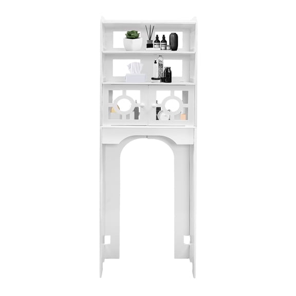 Shangmakel 4-Tier Over The Toilet Storage Rack, PVC Bathroom Organizer with Ventilation Holes, Waterproof Cabinet for Bathroom Storage