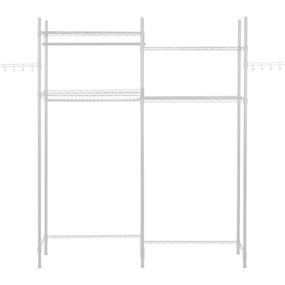 4-Tier Over The Washer and Dryer Storage Shelf, 30.5", White | Adjustable laundry room space saver rack with hanger rod and hooks