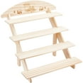 thumbnail image 1 of 4-Tier Pine Wood Retail Display Racks Countertop Small Merchandise Display Risers for Figures Gemstone Earring Display Cards Jewelry Storage BurlyWood Finished Product: 27x40x38cm, 1 of 5
