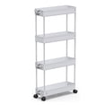 thumbnail image 1 of 4-Tier Plastic Rolling Utility Cart with Wheels, Multi-Functional Storage Trolley for Office, Living Room, Kitchen,Gray, 1 of 8