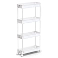 thumbnail image 1 of 4-Tier Plastic Rolling Utility Cart with Wheels, Multi-Functional Storage Trolley for Office, Living Room, Kitchen,White, 1 of 7
