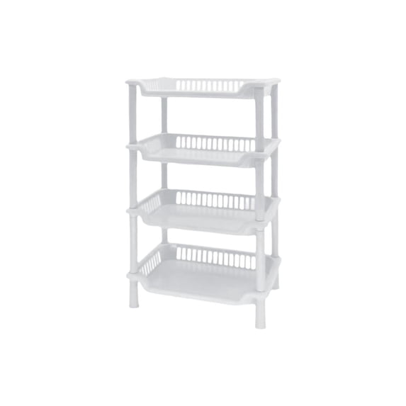 4-Tier Plastic Shelf for Storage, Shelving Unit Storage Rack Organizer Utility Shelf for Kitchen Office Garage Pantry Laundry Organization, Storage Rack for Pantry Closet