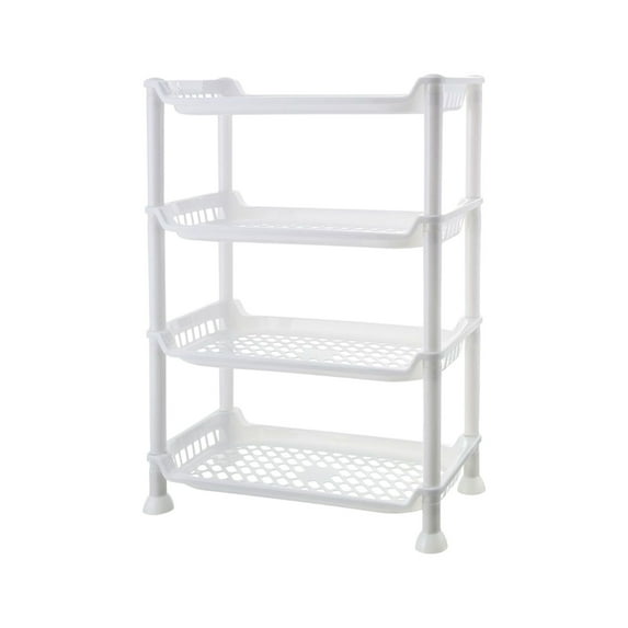 4-Tier Plastic Shelf for Storage, Shelving Unit Storage Rack Organizer Utility Shelf for Kitchen Office Garage Pantry Laundry Organization, Storage Rack for Pantry Closet