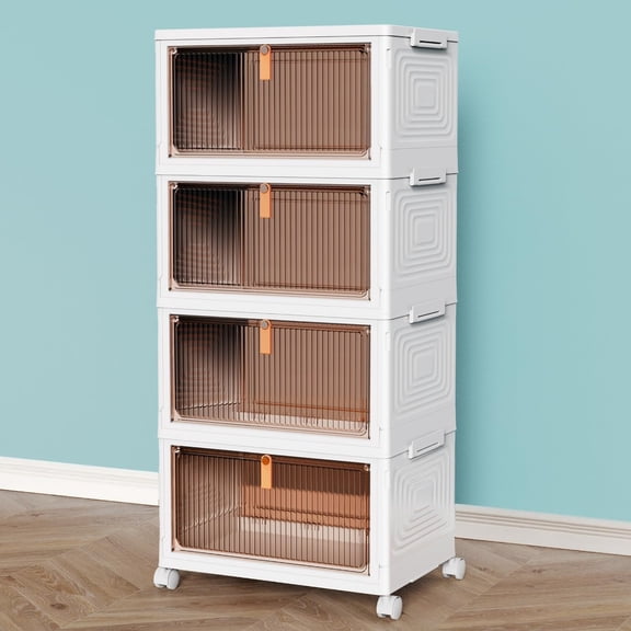 Plastic Storage Bins with Lid -Stackable with Lids for Bedroom, Living Room, Office - Foldable Containers, Household Organization