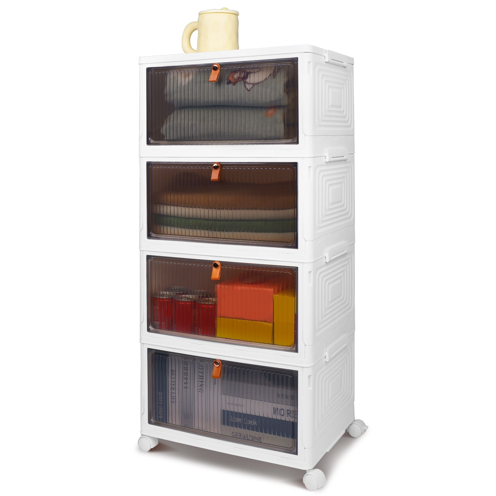 4 Tier Plastic Storage Bins with Lid, Stackable Storage Containers with ...
