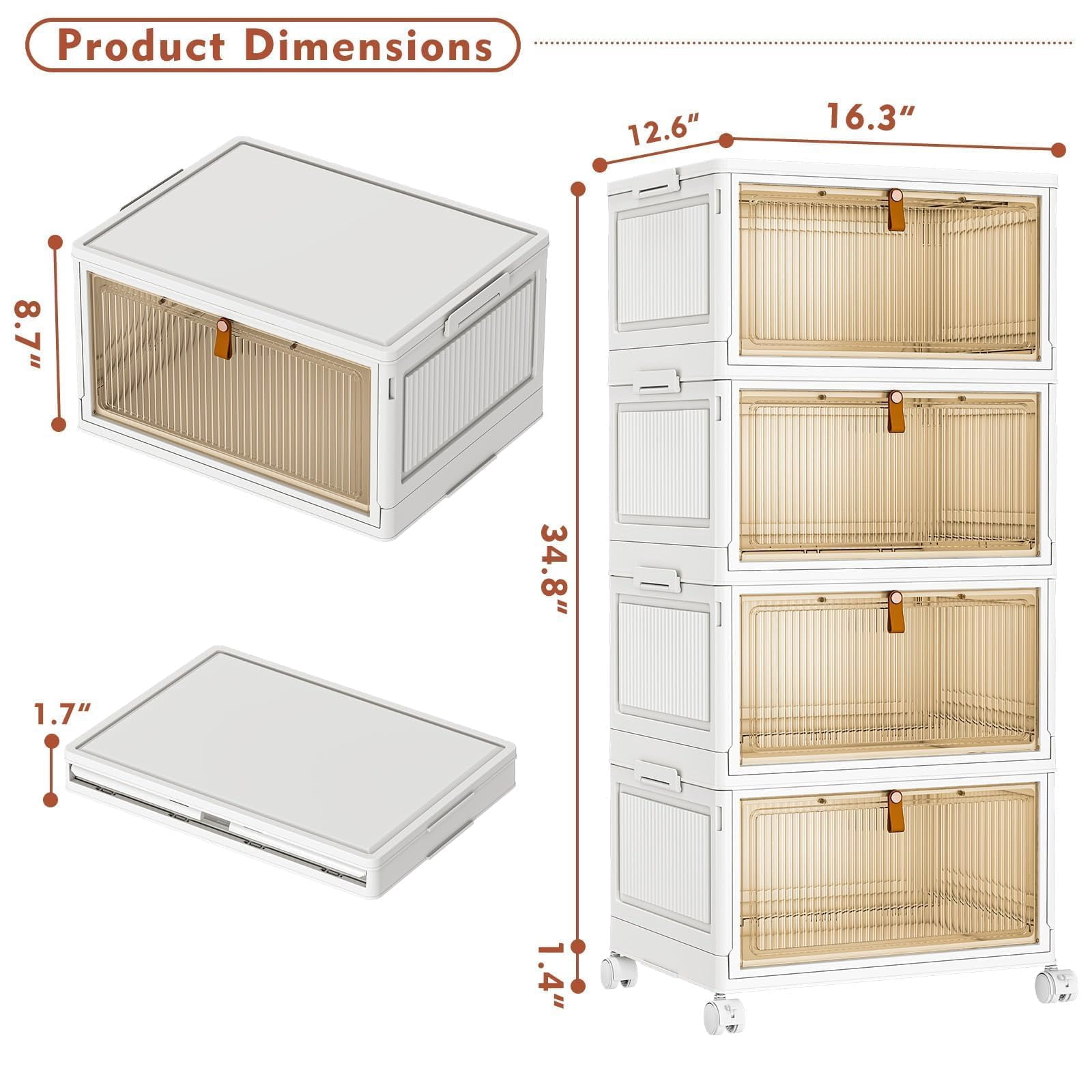 4 Tier Plastic Storage Bins With Lid - 27.5qt Stackable Lids For ...