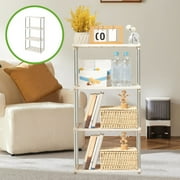 4-Tier Plastic Storage Rack Shelving Unit | Ventilated Light Duty Organizer | 55 lbs Capacity Per Shelf | Tool-Free Assembly | Beige | 16.14x8.46x31.3 in | Home Kitchen Bathroom Garage Storage