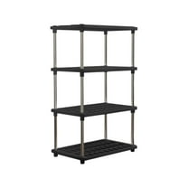 4 Tier Plastic Storage Shelf Unit 31 Inch Tall Pantry Organizer Stackable Shelving For Kitchen Bathroom Closet Garage Space Saving
