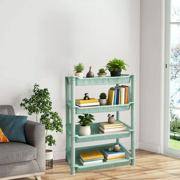 4-Tier Plastic Storage Shelf with Honeycomb Drainage for Bathroom Kitchen Countertop Organization