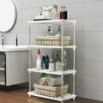 thumbnail image 1 of 4-Tier Plastic Storage Shelves, Freestanding Pantry Organizer Shelf Unit, Connectable Modular Shelving for Kitchen Bathroom Laundry Closet, Waterproof Easy Assembly White, 1 of 8