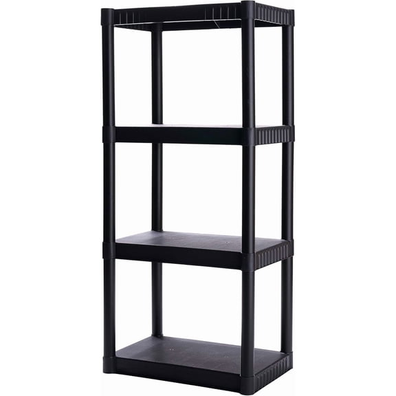 4 Tier Plastic Storage Shelves, Heavy Duty 48 x 23 x 14 Slim Utility Shelving Unit with 200lb Capacity, Small Freestanding Storage Rack Organizer for Garage Pantry Closet