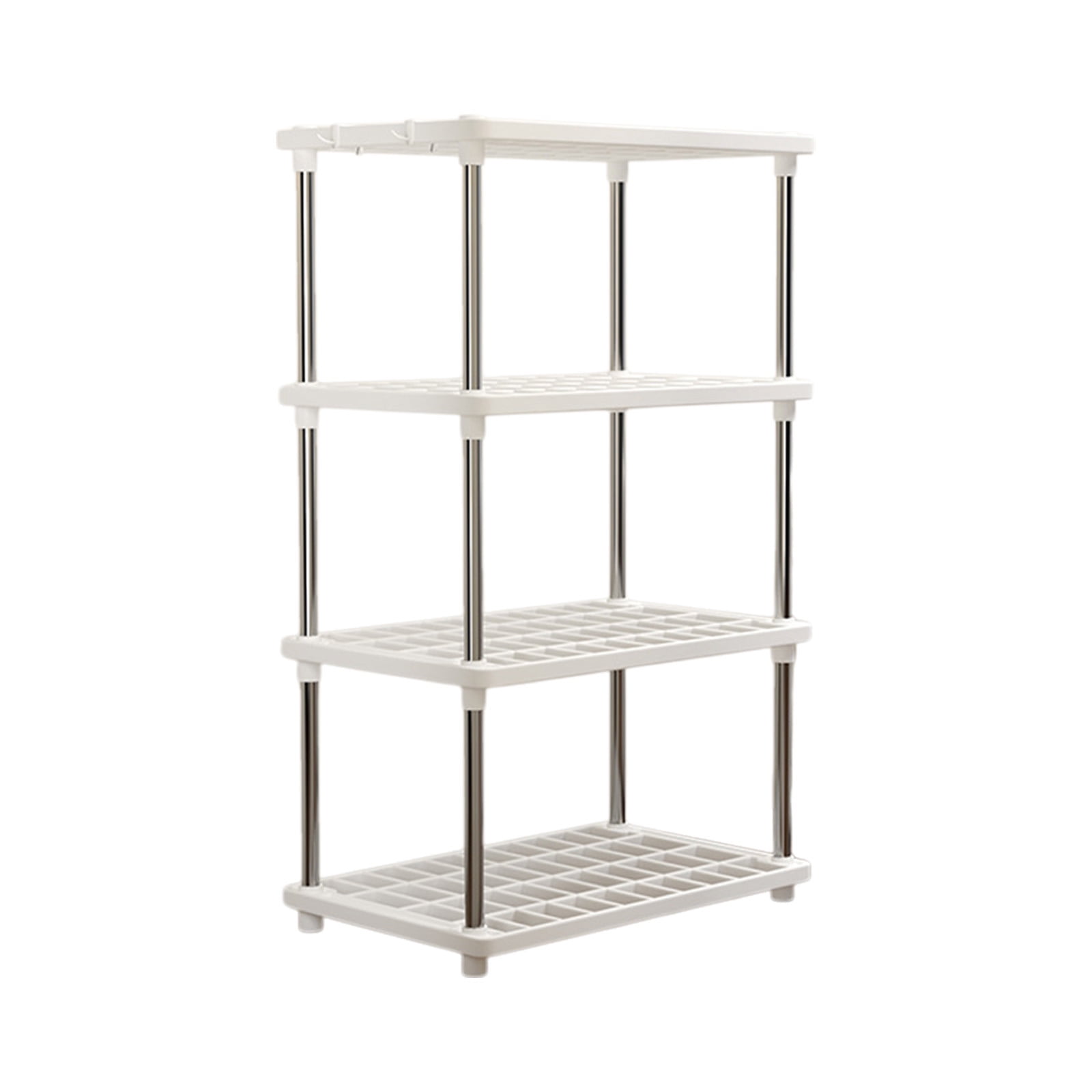 4 Tier Plastic Storage Shelves | Independent Shelving Unit for Pantry, Kitchen, Bathroom, Laundry | Sturdy Connectable Rack 31.4"x16.5"x8.6" | Space Saving Floor Organizer | White | 1-Pack