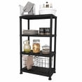 thumbnail image 1 of 4-Tier Plastic Storage Shelving Unit , Indoor/Outdoor  Storage Organization Rack for Pantry, Office, Closet and laundry room, Heavy Duty Storage Rack for Garage, Black, 1 of 4