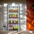 thumbnail image 1 of 4-Tier Portable Mini Greenhouse, Waterproof PVC Cover & Roll-Up Zipper Door, Transparent Plant Shelter 27×19×62 Inch for Backyard Garden Flower Vegetable Cultivation, 1 of 14