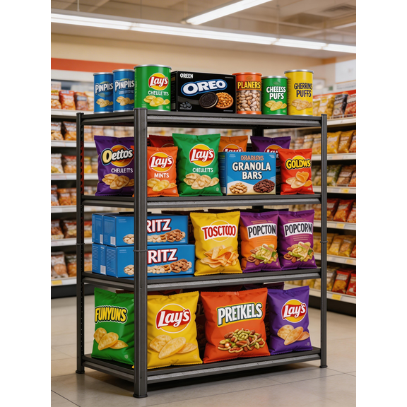 4-Tier Pot Rack Adjustable Kitchen Shelf Heat Resistant 14" W x12"D x 44" H Metal Pantry Shelf with Storage 600lbs Per Tier Suitable for Pantry Dinning Room Black