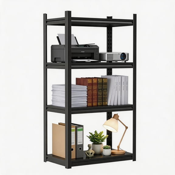 4-Tier Printer Stand, Corner Bookshelf, Industrial Metal Storage Shelving Unit, Adjustable Storage Stand, Heavy Duty 2000 lbs Capacity, Steel Rack for Pantry, Living Room,19.7"W13.8"D44.1"H