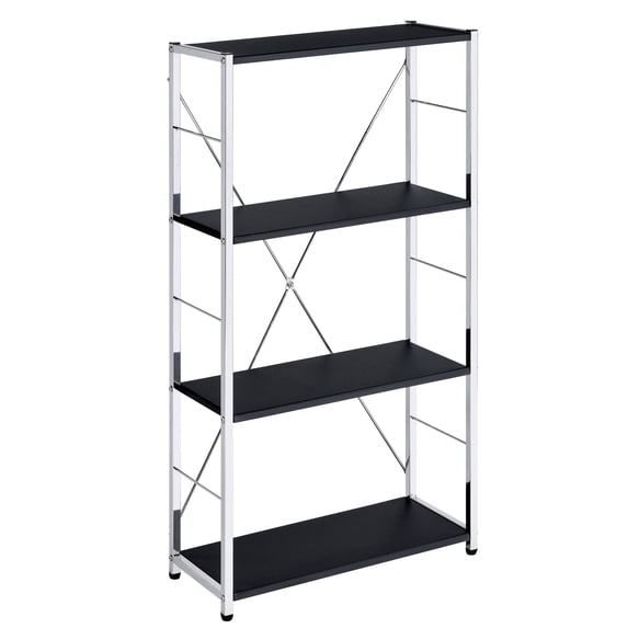 4-Tier Rectangular Bookshelf with Black and Chrome Finish - Walmart.com