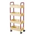 thumbnail image 1 of 4-Tier Red Kitchen Storage Cart with Armrests & Wheels, Mobile Rolling Organizer for Bathroom Toiletries, Snacks, and Home Storage, 1 of 2