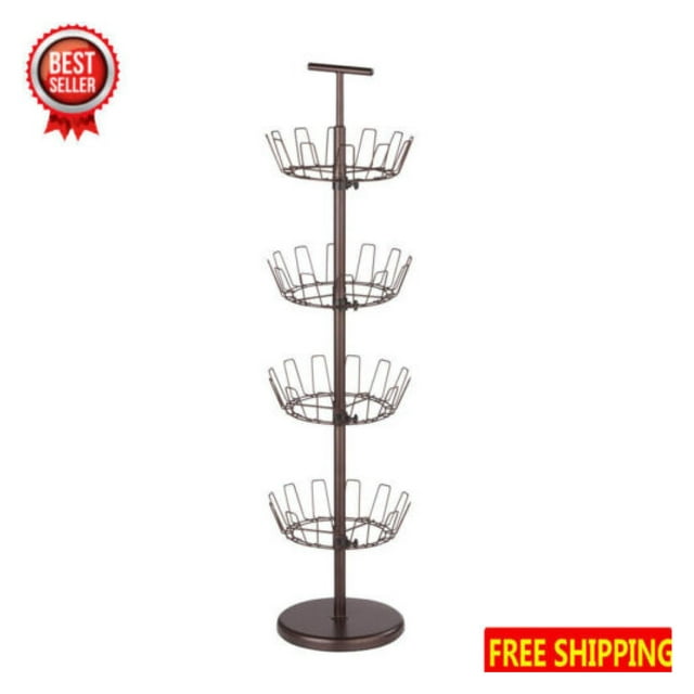 4 Tier Revolving 24 Pair Shoe Tree Storage Organizer Rotating Rack Free