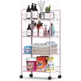 thumbnail image 1 of 4 Tier Rolling Cart with 360° Wheels, Snack Cart, Removable Wire Baskets, Metal Utility Storage Rack for Kitchen, Bathroom, Laundry Room, Office, 1 of 7