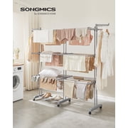 4-Tier Rolling Clothes Drying Rack - Extendable Stainless Steel Laundry Airer with Wheels, Foldable for Indoor/Outdoor Use, Dove Gray