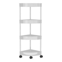 4-Tier Rolling Corner Shelf Bathroom Storage Organizer Moveable Kitchen Cart 13.5" Narrow Triangle Snack Organizer Waterproof Plastic Rack