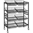 4 Tier Rolling Kitchen Cart with 8 Removable Baskets for Vegetable ...