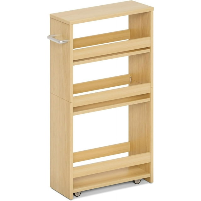 4Tier Rolling Storage Cart, Narrow Kitchen Cart with Wheels, Slim