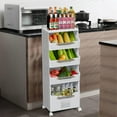 thumbnail image 1 of 4-Tier Rolling Storage Cart with Wheels, Mobile Kitchen Cart with Push Handle and Baskets, Large Capacity Utility Cart for Bathroom Laundry Room, 1 of 7