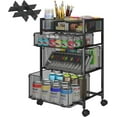 thumbnail image 1 of 4-Tier Rolling Utility Cart with 3 Drawers, Craft Organizer and Storage with DIY Divider, Art-Craft Supplies with Caster Wheels, Multi-Functional Storage for Classroom, Office, Paints, Artifacts, 1 of 17