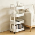 thumbnail image 1 of 4-Tier Rolling Utility Cart, Multifunctional Storage Organizer with Plastic Shelf & Metal Wheel, Storage Cart for Kitchen, Bathroom, Living Room, Office, 1 of 6