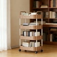thumbnail image 1 of 4-Tier Rolling Utility Cart, Multifunctional Storage Organizer with Plastic Shelf & Metal Wheel, Storage Cart for Kitchen, Bathroom, Living Room, Office, 1 of 6