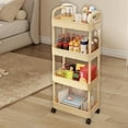 thumbnail image 1 of 4-Tier Rolling Utility Cart with Wheels, Multifunctional Kitchen Storage Organizer Cart for Living Room, Bathroom, Dorm, Heavy Duty Metal Frame, 1 of 6