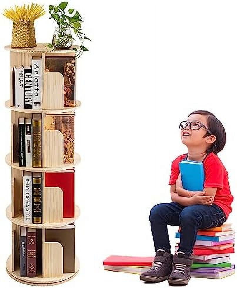 4 Tier Rotating Bookshelf, 360 Display Spinning Bookshelf, Rotating