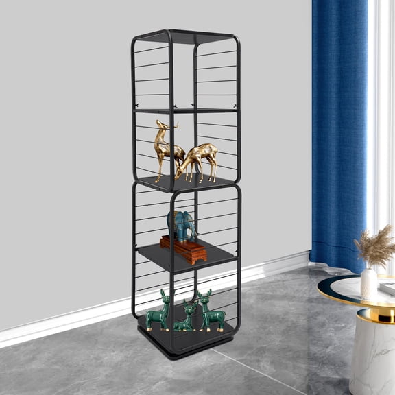 4-Tier Rotating Bookshelf, 360° Rotating Bookshelf, Bookshelf for Bedroom Living Room Black