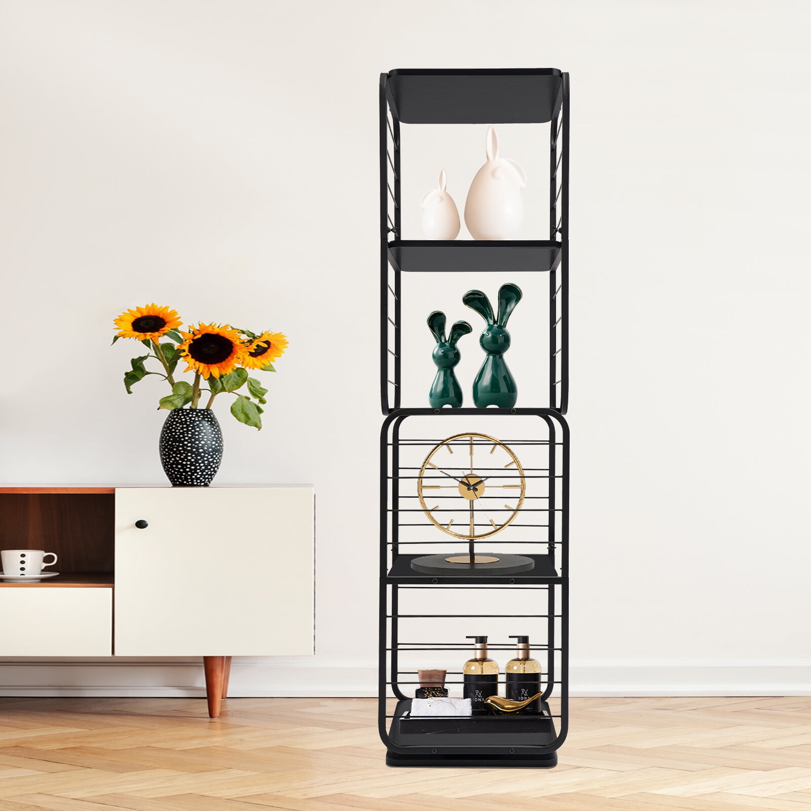 Small Rotating Shelf 4-Tier Rotating Bookshelf, for Small Spaces, Corner Shelf 360° Rotating ...