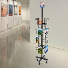 4 Tier Rotating Greeting Card Rack 16 Pocket Post Card Rack Retail Display Black
