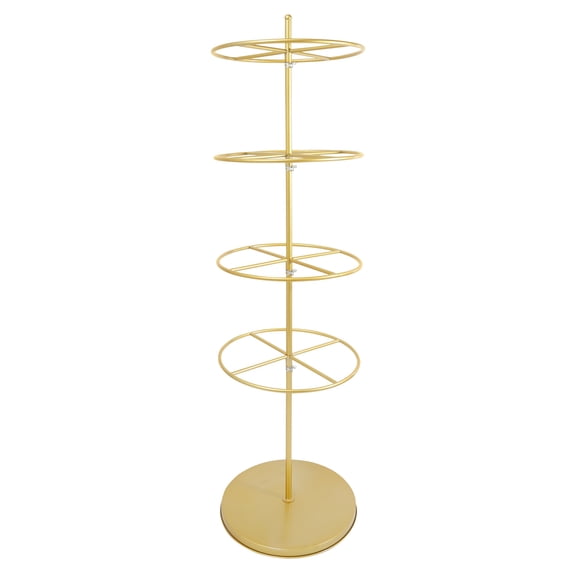 4-Tier Rotating Underwear Display Rack Gold Metal, Round Clothing Stand for Bra/Shorts/Socks, Portable Retail & Home Bedroom Use
