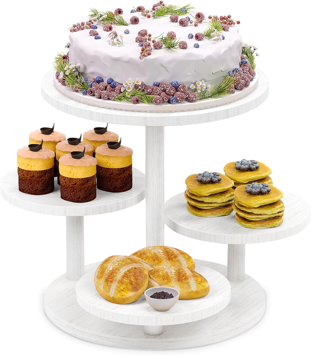 Wood Cupcake Stand Genmous Tiered Beaded Cake And Cupcake Stand - Main Image