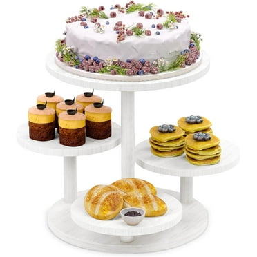 4 Tier Round Cupcake Tower Stand for 50 Cupcakes,Wood Cake Stand with Tiered Tray Decor,Farmhouse Tiered Tray Decor,Cupcake Display for Birthday Graduation Baby Shower Tea Party