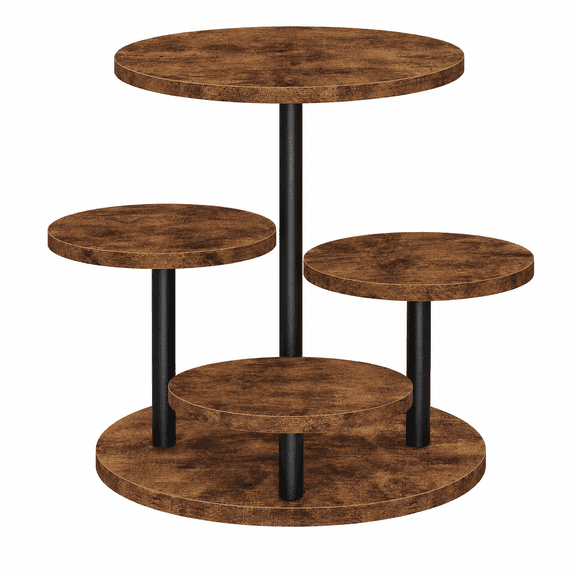 4-Tier Round Cupcake Tower Stand, Holds Up to 50 Cupcakes, 360 Rotating Wood Tiered Dessert Display, Farmhouse Cookie & Cake Stand for Wedding, Birthday, Baby Shower & Tea Party