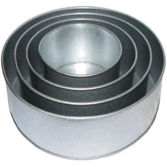 4 Tier Round Multilayer Birthday Wedding Cake Tins - 6",8",10",12" in (3" Deep) Silver$$Home Decor, Kitchen, & Other