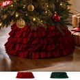 thumbnail image 1 of 4 Tier Ruffled Christmas Tree Skirt Layered Pleated Polyester Tree Base Cover Burgundy Green Xmas Tree Collar For Home Decor Green Festive Winter Event Cozy Warm Holiday Party, 1 of 8