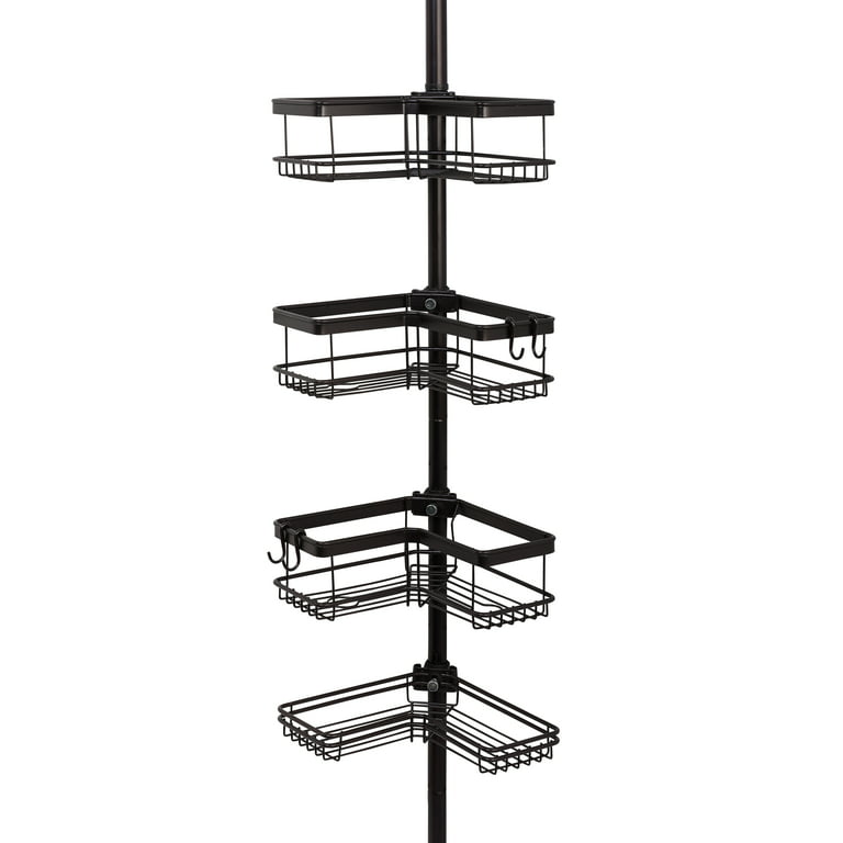 4-Tier Rust-Resistant Contoured Tension Pole Shower Caddy, 60 in. to 108  in., Oil-Rubbed Bronze 