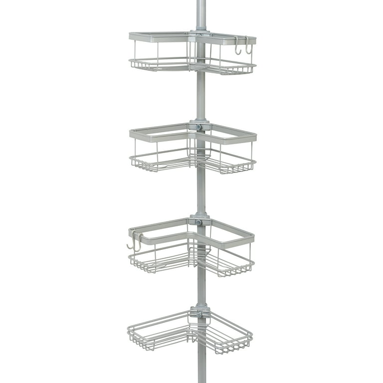 Command™ Shower Caddy, Satin Nickel, 1 Caddy, 1 Prep Wipe, 4 Large