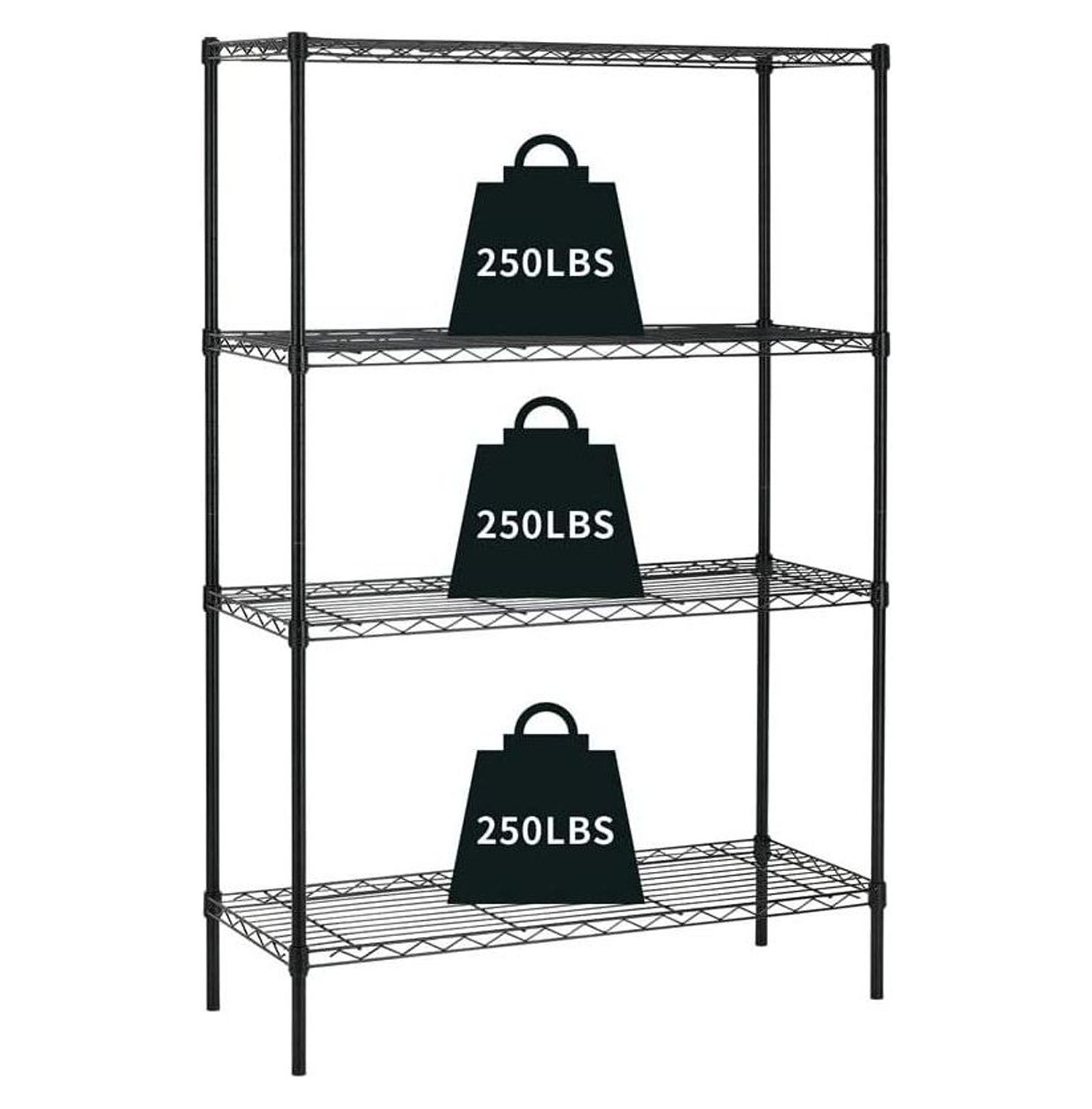 4Tier Shelf Adjustable, Heavy Duty Storage Shelving Unit (250 Lbs