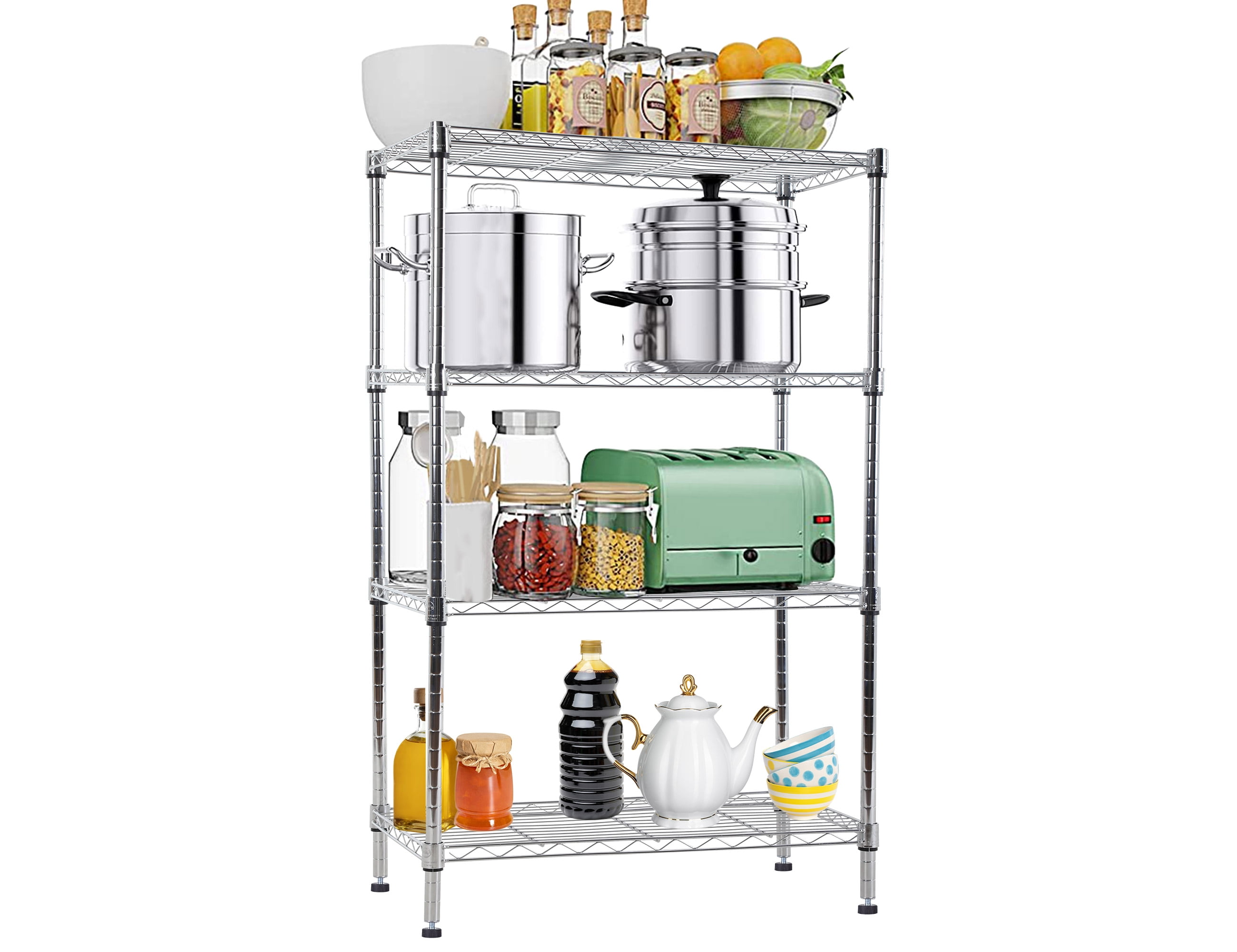 4 Tier Shelf Organizer for Kitchen, 1000lbs Capacity Height Adjustable