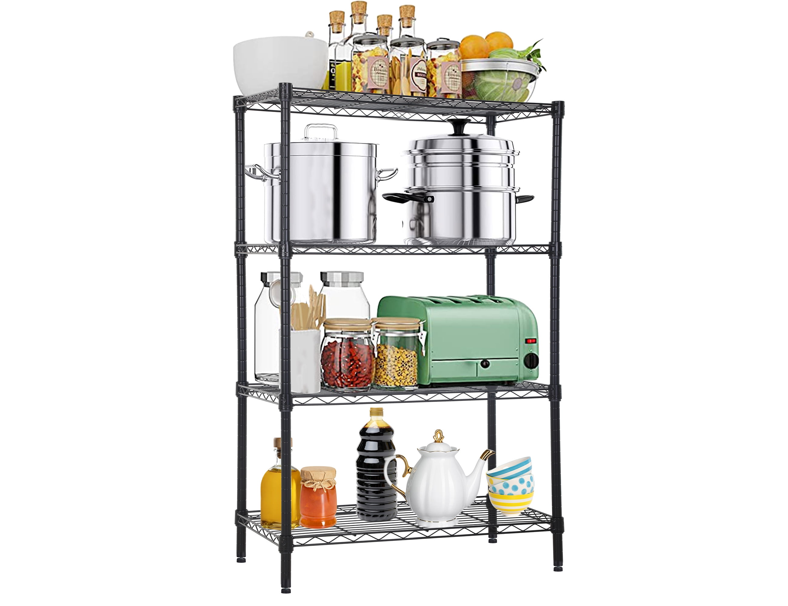 4 Tier Shelf Organizer for Kitchen, 1000lbs Capacity Height Adjustable