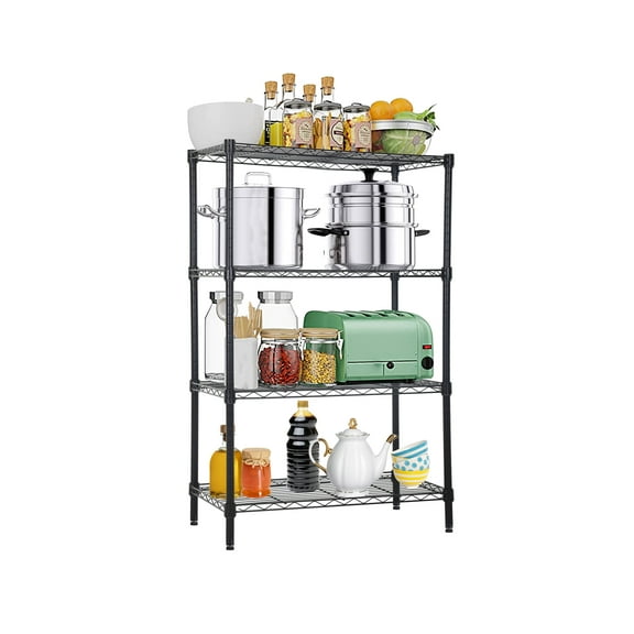 4 Tier Shelf Organizer for Kitchen, 1000lbs Capacity Height Adjustable Wire Shelving Unit Rack 36Lx14Wx54H Metal Bathroom Storage Shelves for Bedroom Laundry Room Metal Shelves